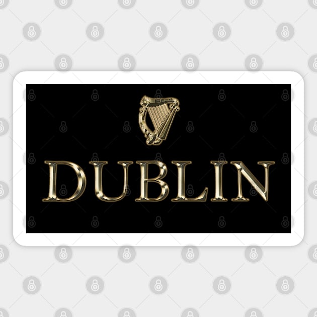 Dublin Ireland Classic Irish Harp Design Magnet by Ireland